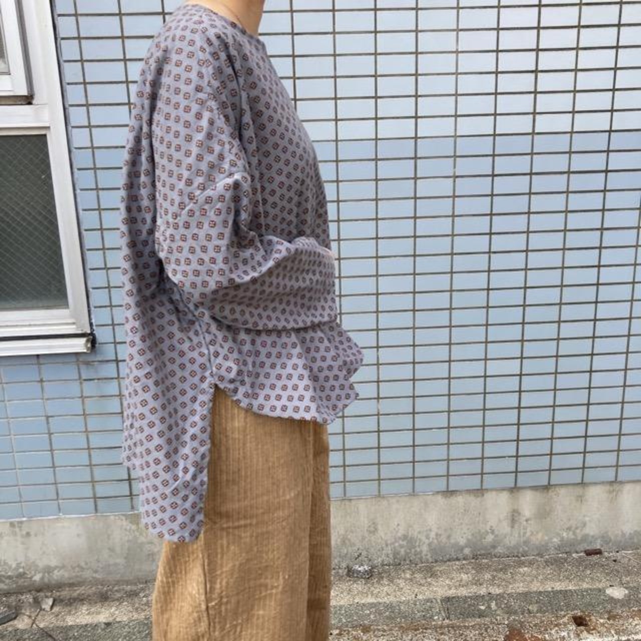 ICHI（イチ）　小紋柄ブラウス　グレー