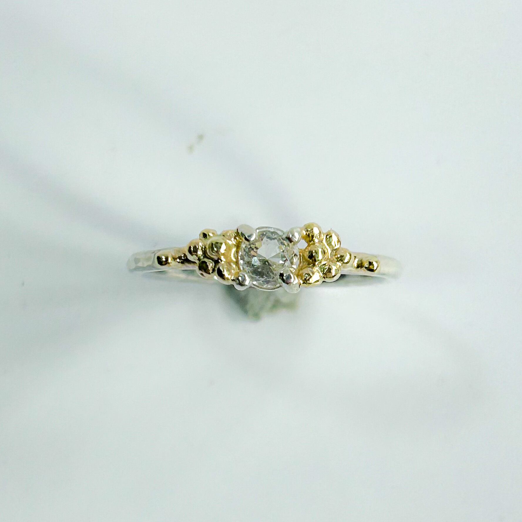 ローズカットのトリートモスグリーンダイヤモンドK10シルバーリング11号 ローズカットのトリートモスグリーンダイヤモンドK10シルバーリング11号