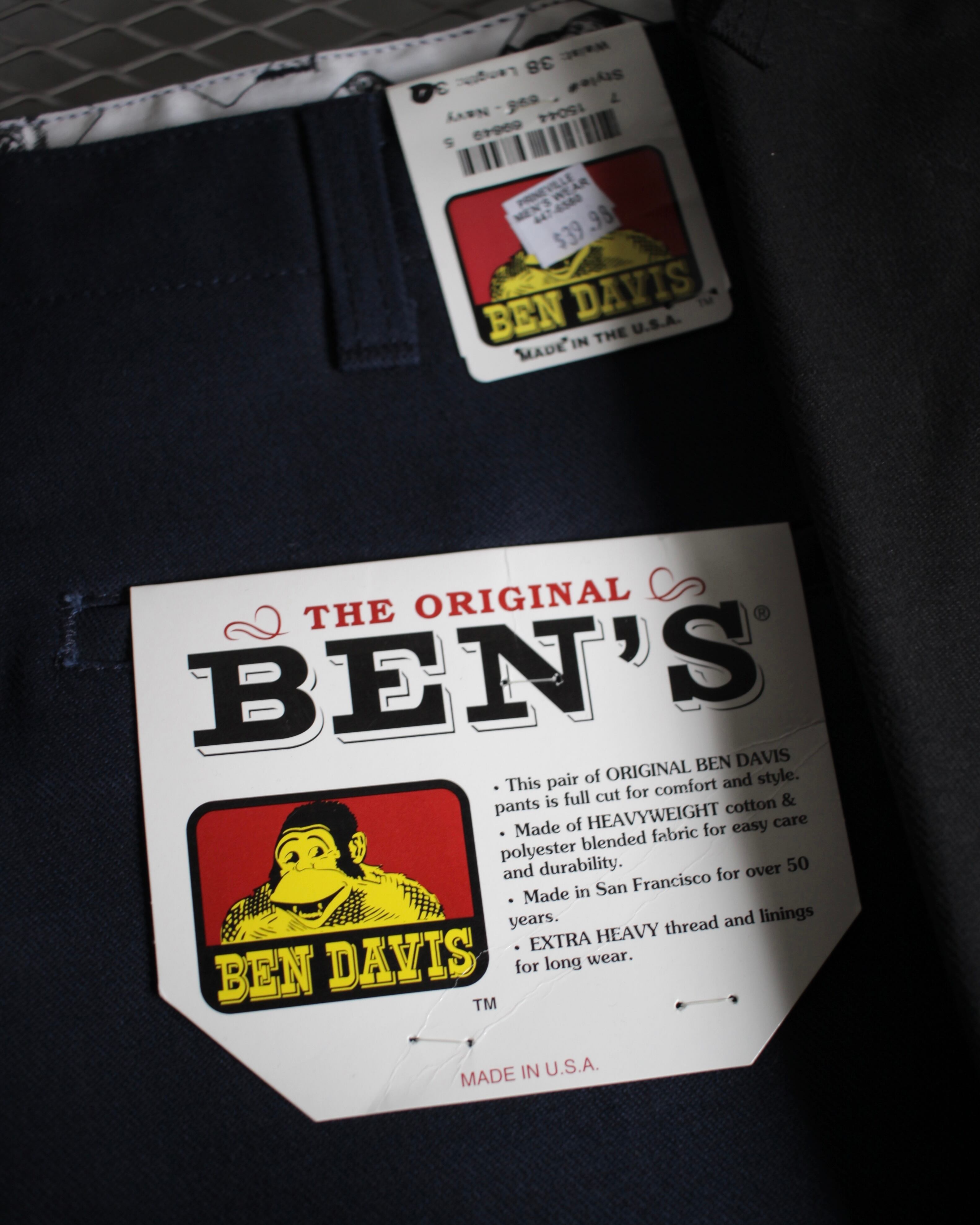 NOS ” 90s BEN DAVIS Frisko Pants MADE IN U.S.A. BLACK W33×L32,W40