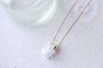 gems in drop & flower pendant K18 <aquamaine, apatite&labradorite> / 雫と花ガラス ペンダント ＜アクアマリン,アパタイト&ラブラドライト＞