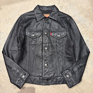 2000s LEVI'S 78500 LEATHER TRACKER JACKET BLACK