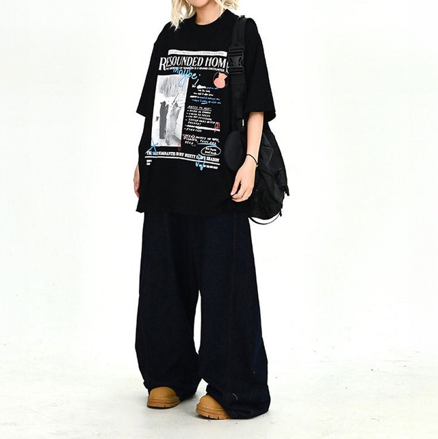 グラフィックコラージュアートレタリングTシャツ 2col   R02008