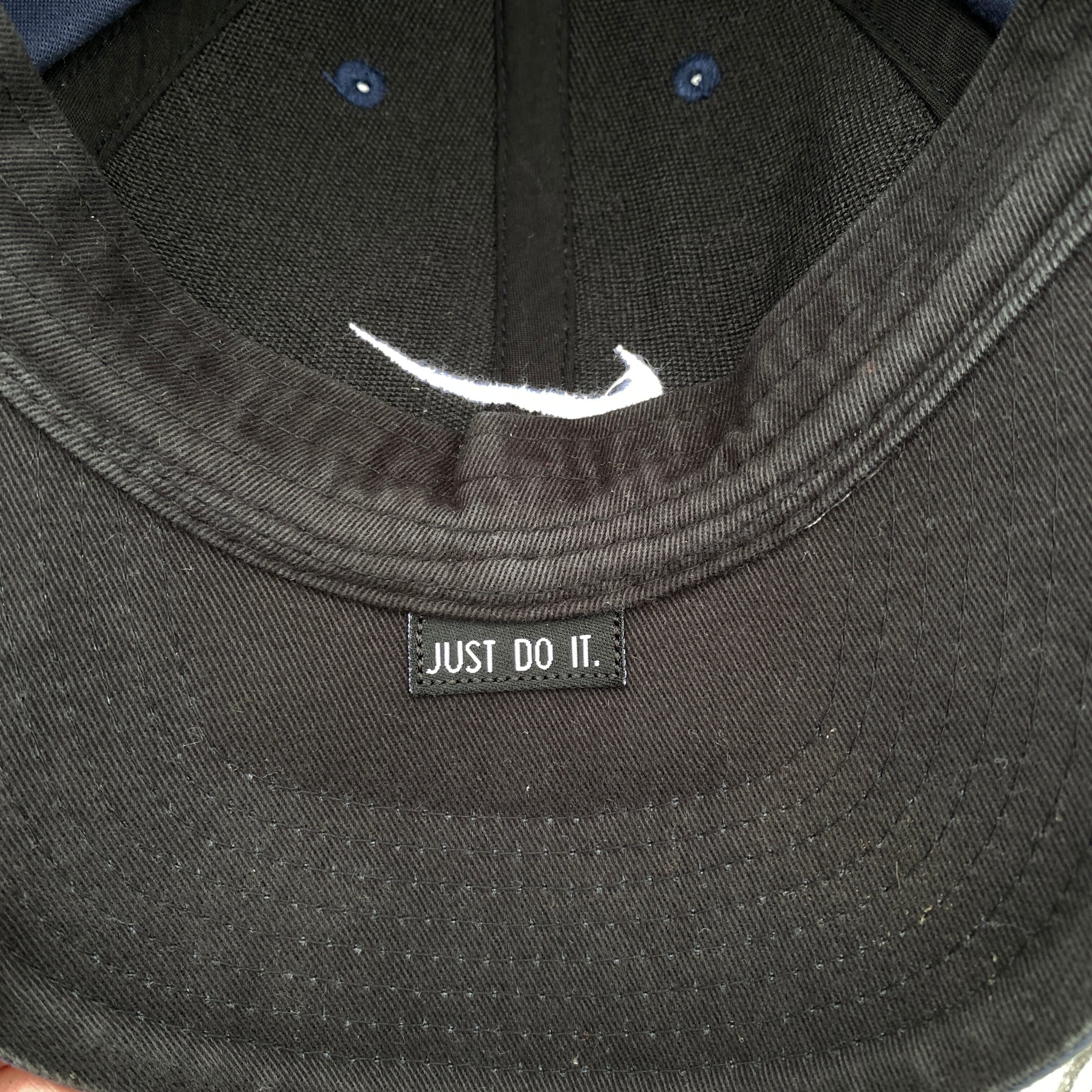 NIKE Navy Swoosh Cap / “Just Do It” Under Brim / Velcro