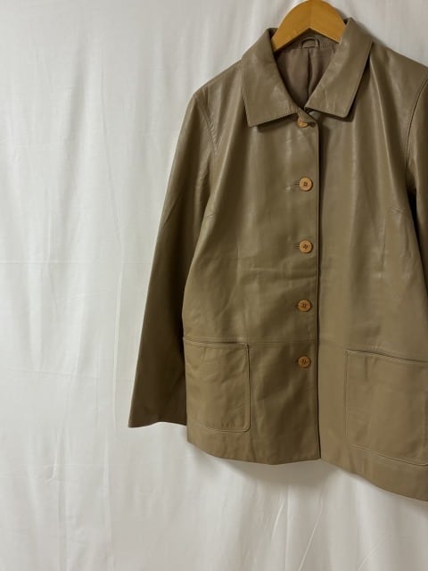 1990's Solid Color Leather Single Middle Jacket