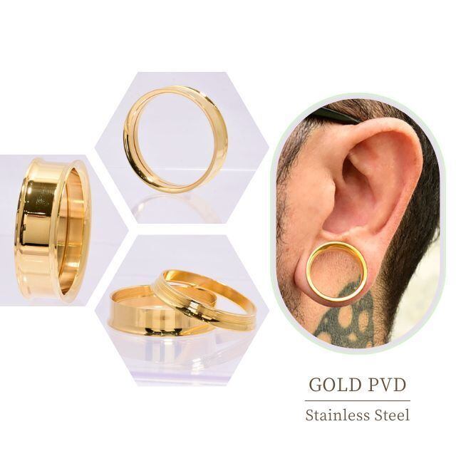 拡張ピアス ボディピアス 0G 9mm ゴールド スタンダード インターナル