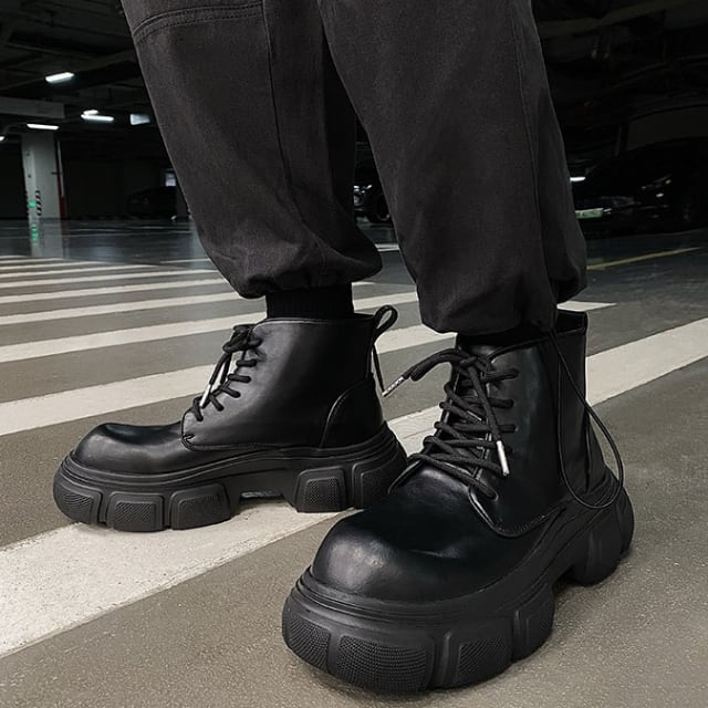 予約販売】ブーツ メンズ スクエアトゥ 編み上げ レースアップ ビッグ