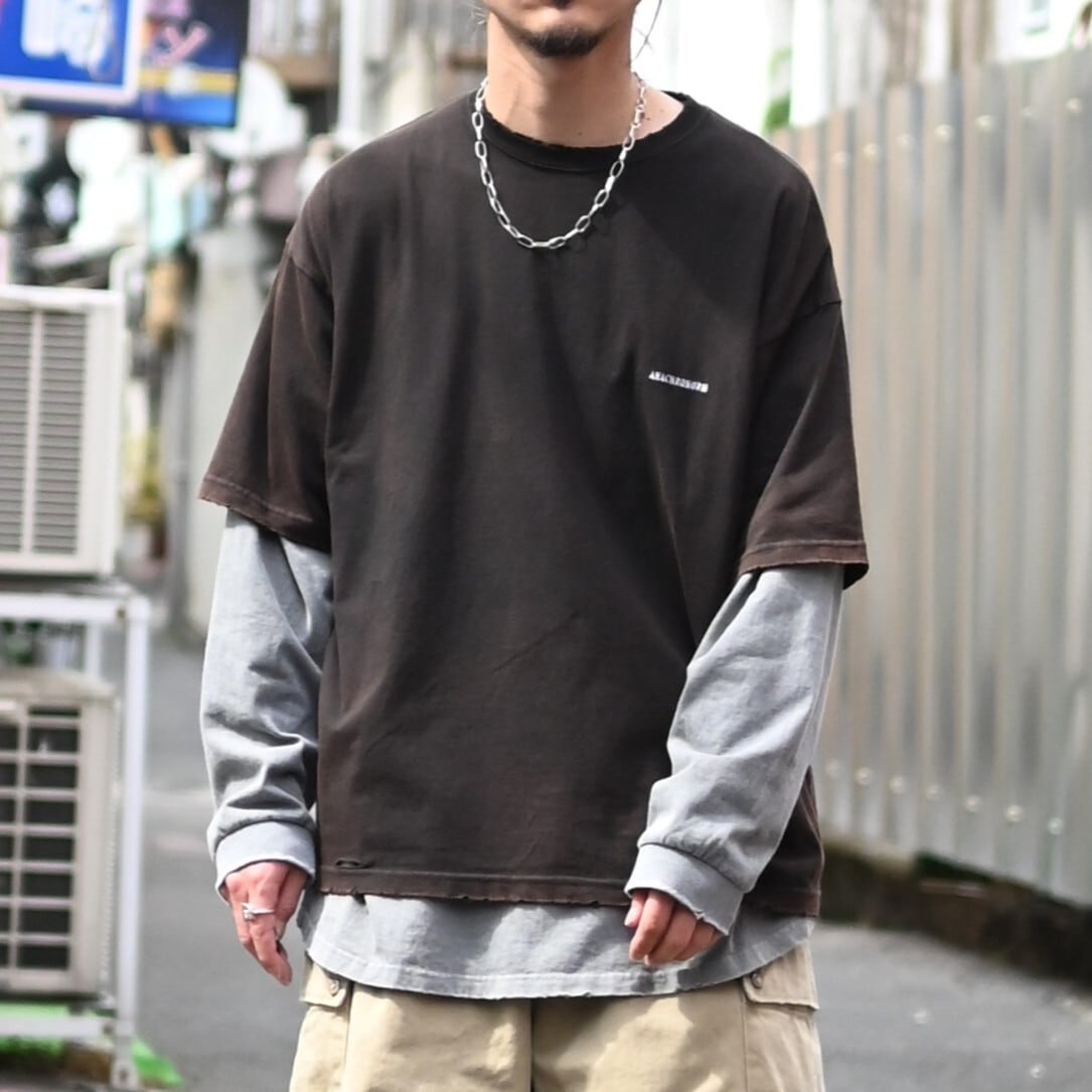 ANACHRONORM DAMAGED PIGMENT ダメージ、日焼け加工 ANACHRONORM / DAMAGED EMB S/S T-S | GANKO