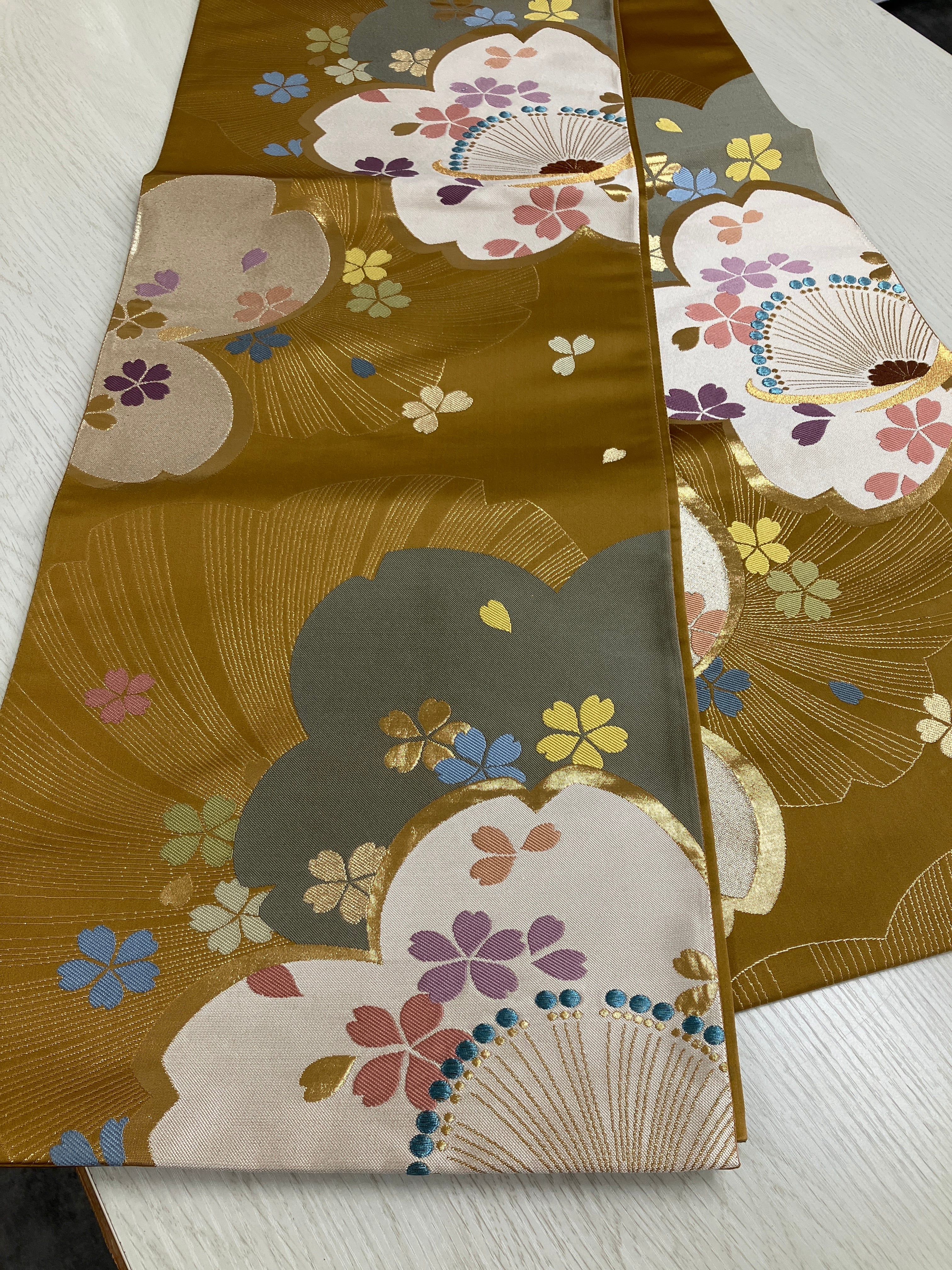 袋帯 振袖帯 桜花 格子 着物 帯 048k o 【公式通販】