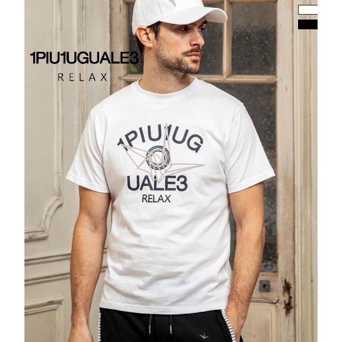 1PIU1UGUALE3 RELAX 総柄ロゴ半袖Tシャツ カジュアル スポーツ 1PIU1UGUALE3 RELAX ウノピゥウノウグァーレトレ 折り鶴×ロゴ
