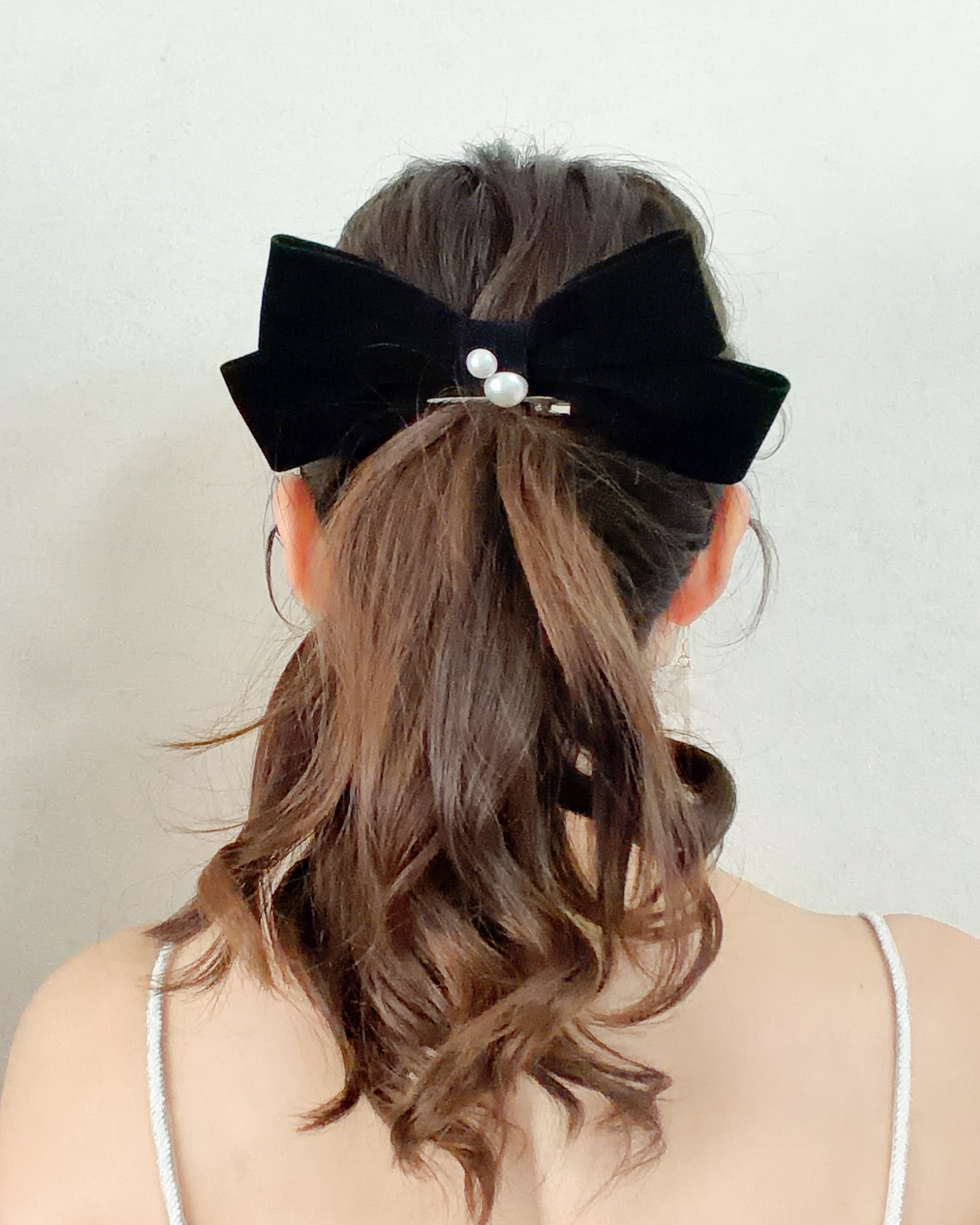 リボンヘアクリップヘアアクセサリーウェディングブラック【RB2604-02