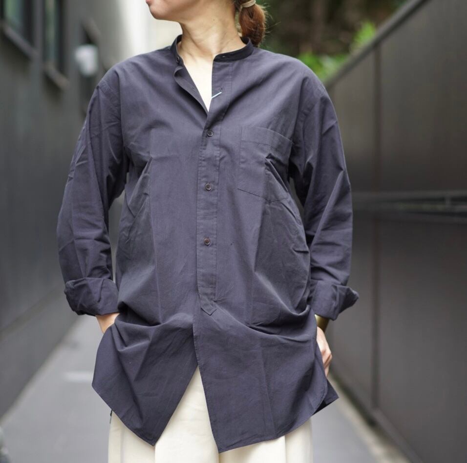 COMOLI(コモリ)バンドカラーシャツ navy | Debby