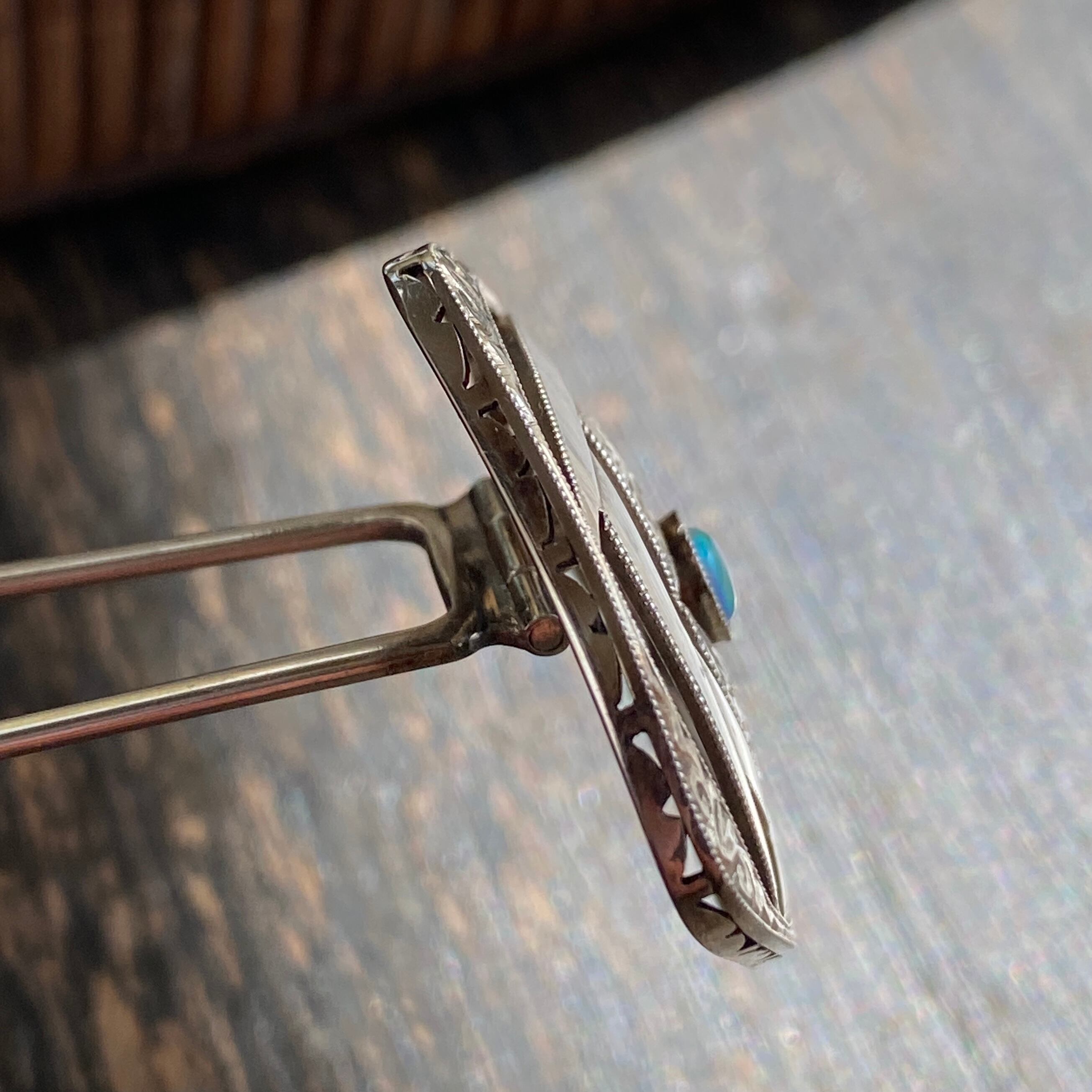 Vintage silver 950 シルバー アールデコ 彫金 リング 指輪 アールデコ