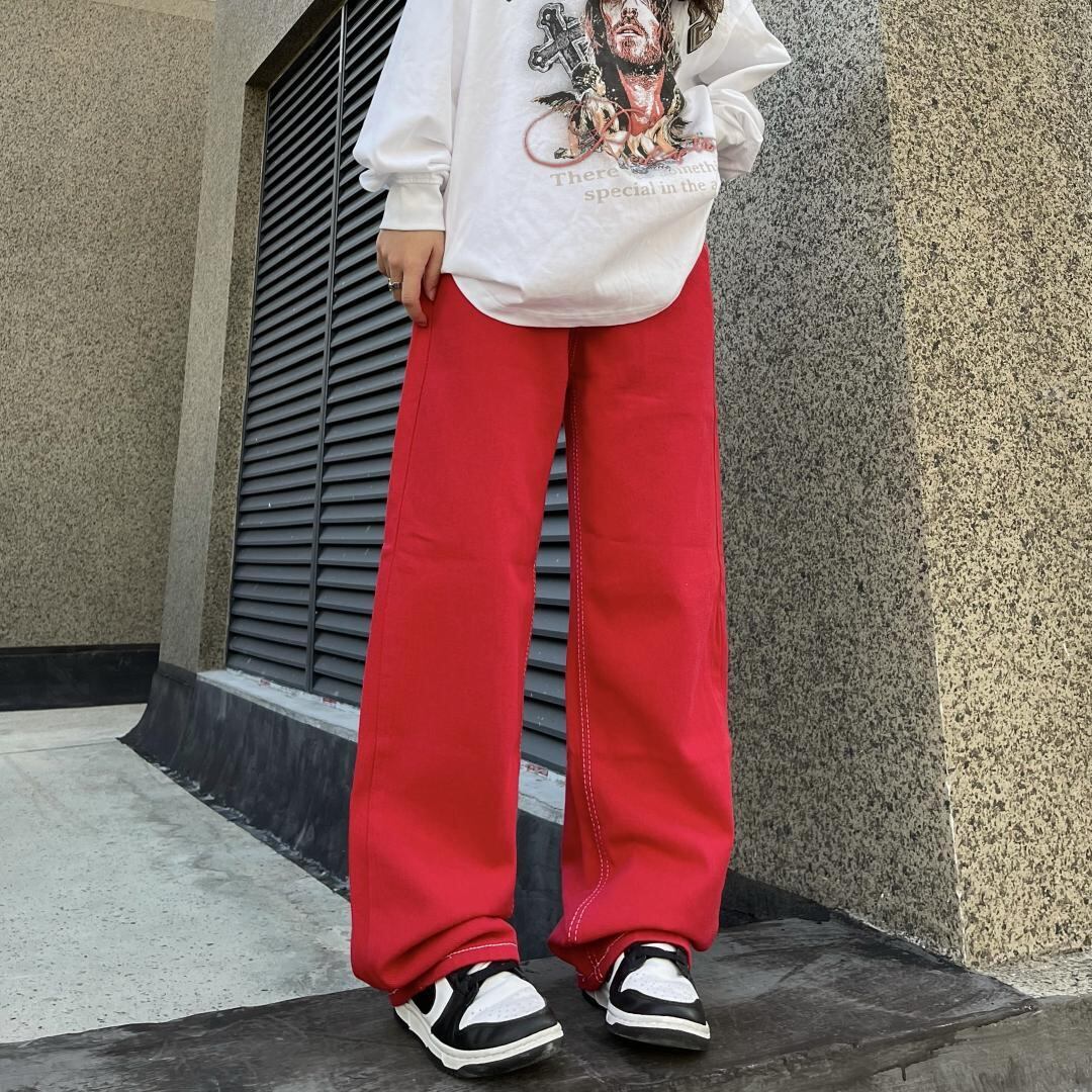 取扱店舗限定アイテム レッドストレートパンツ - 通販 - sea.org.sz