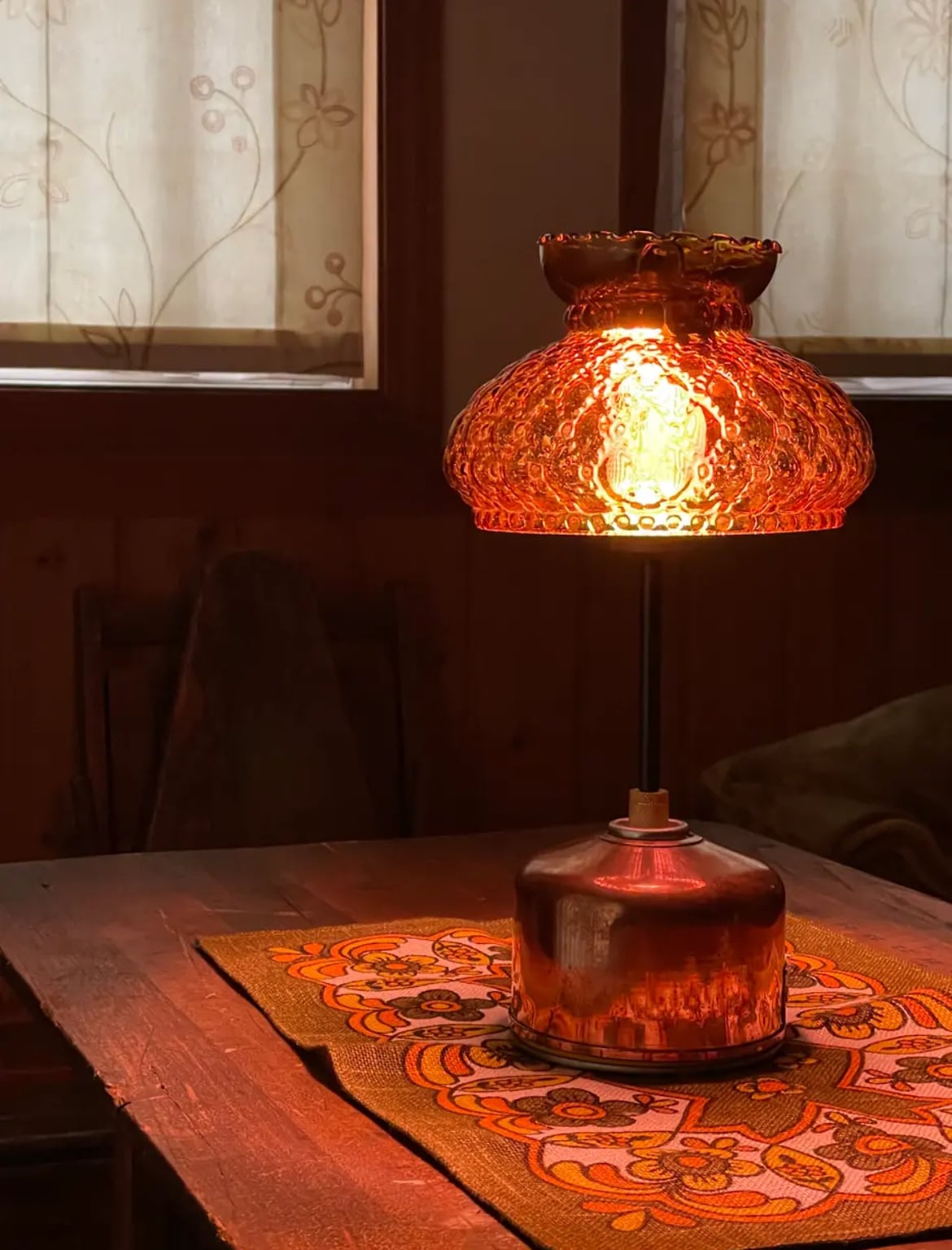 工芸品 Amberina Red amber Lamp Shade Vintage LE Smith Moon & Stars Glass Fairy Lamp Top Amberina