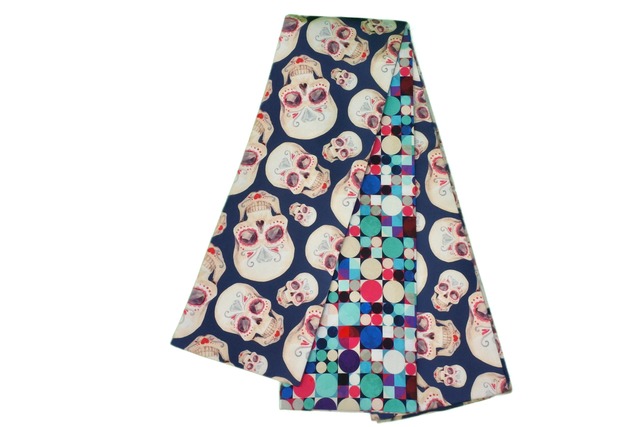 【即納品可】半幅帯～髑髏＆カラフルドット～