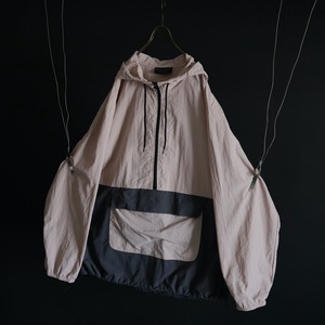 over silhouette bi-color switching design anorak parka