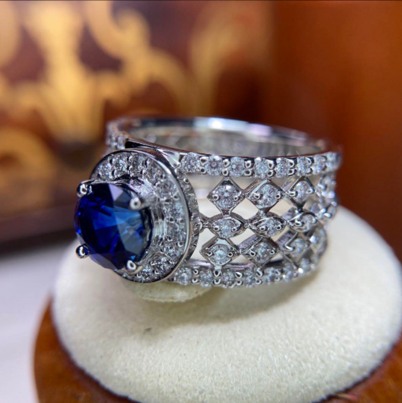 Pt900 ブルー&クリアダイヤモンド0.50ctのリング pt900 スターサファイア 1.03ct ダイヤ 0.50ct リング