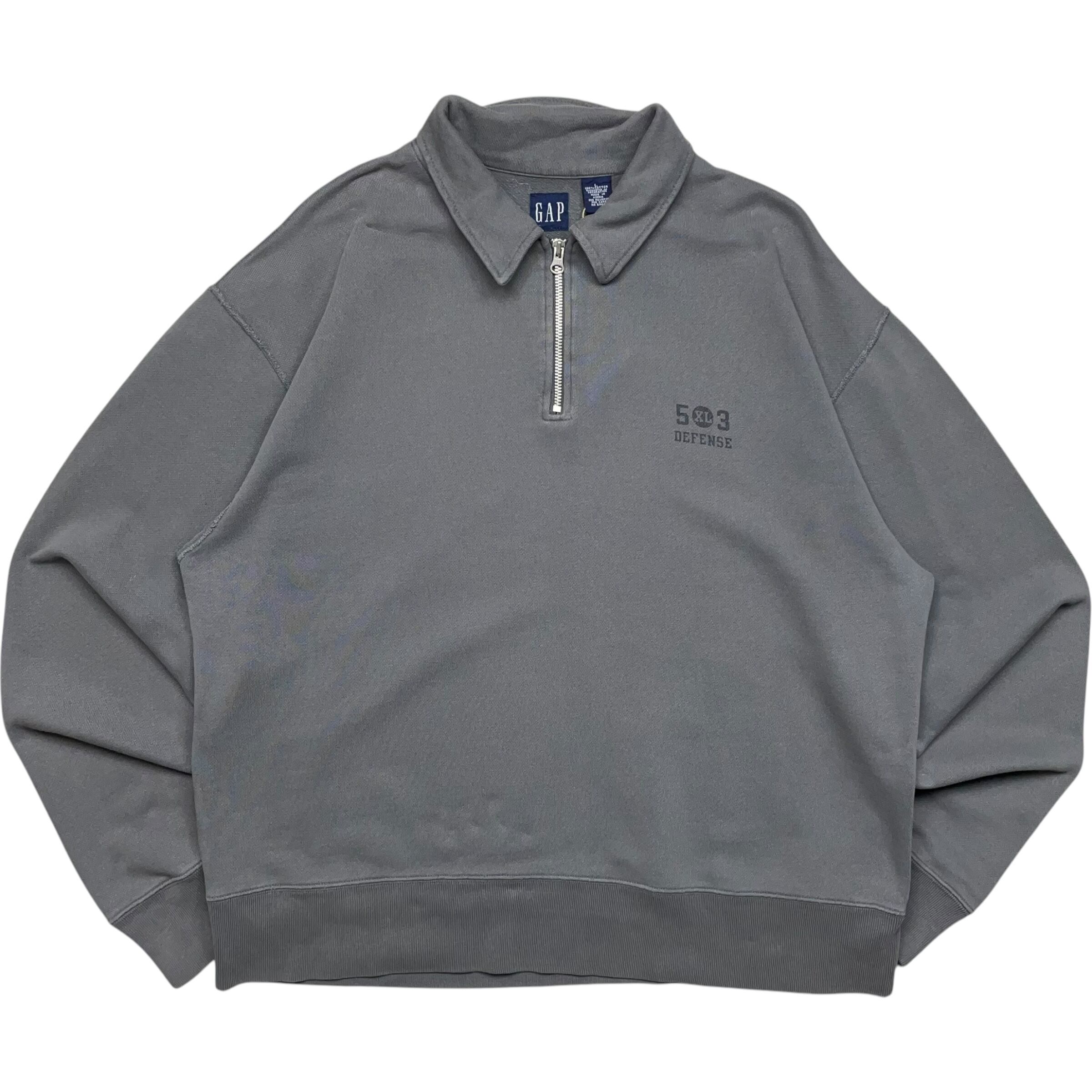 《L》OLD GAP オールドギャップ スウェット ハーフジップ ワンポイント 背番号 プリント ダークグレー no.6307