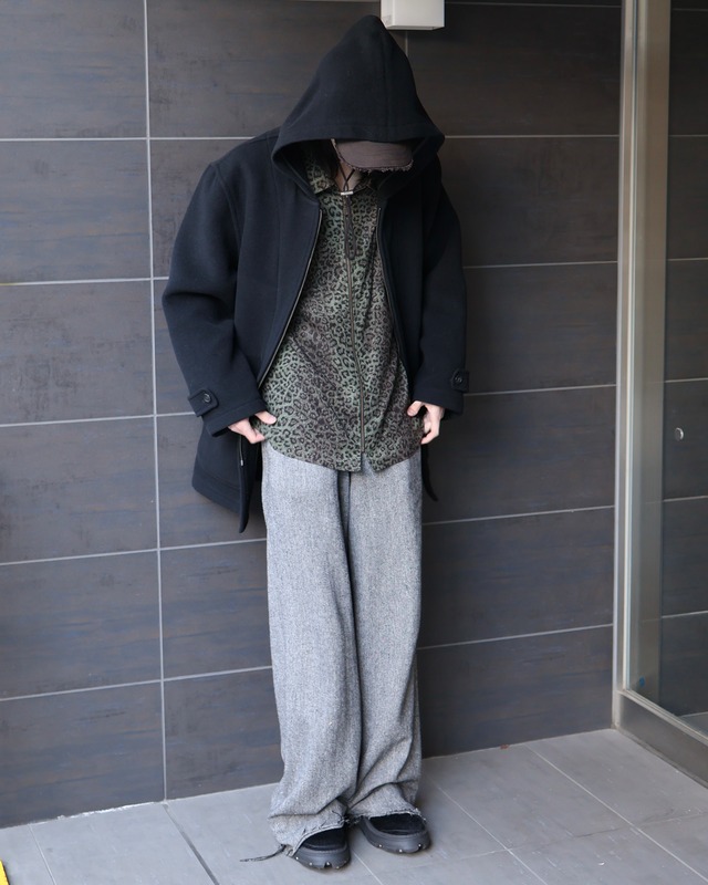 Zip-up hoodie mid-length coat