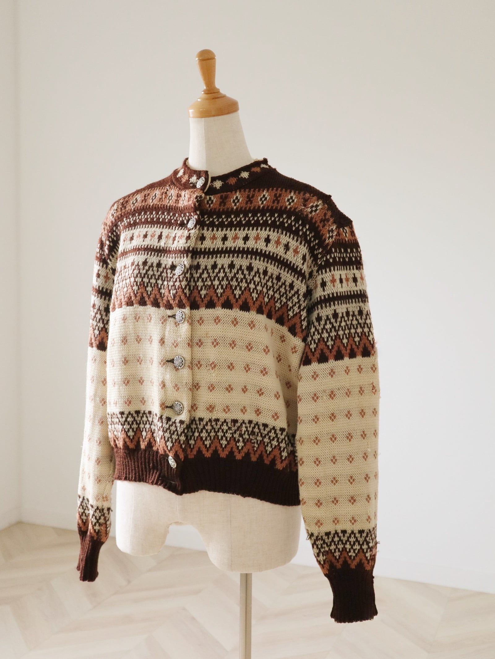 ●60s Tersild virgin wool jacquard cardigan②