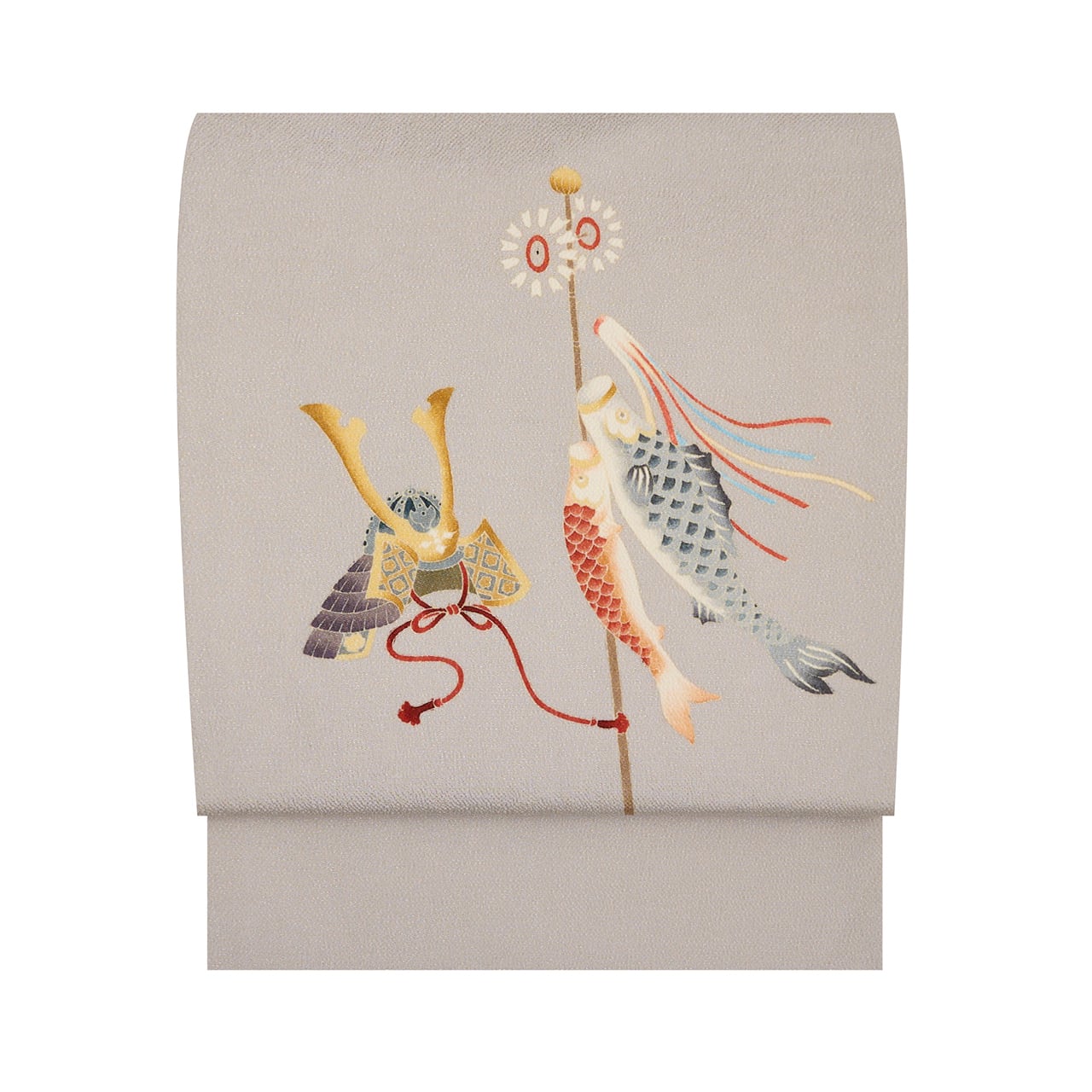 値下げ❣️縁起の良い❣️名古屋帯 手刺繍❣️のぼり鯉 タペストリー 鯉のぼりとお節句の模様 友禅名古屋帯【中古】 | かわの屋