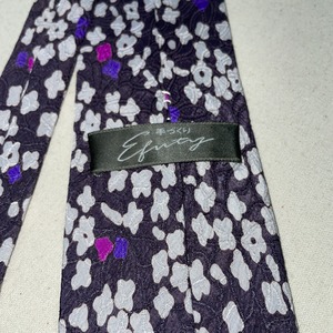 Vintage Japan tie モザイク柄　紫　銀　n-43