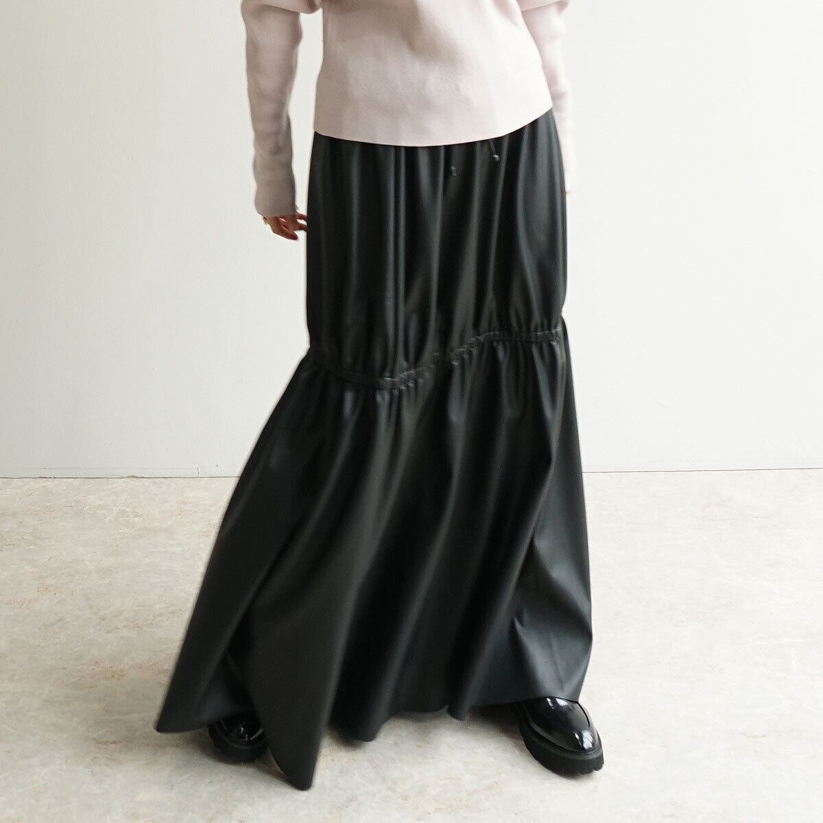 レザー絞りスカート | FASHFREN/ファッシュフレン
