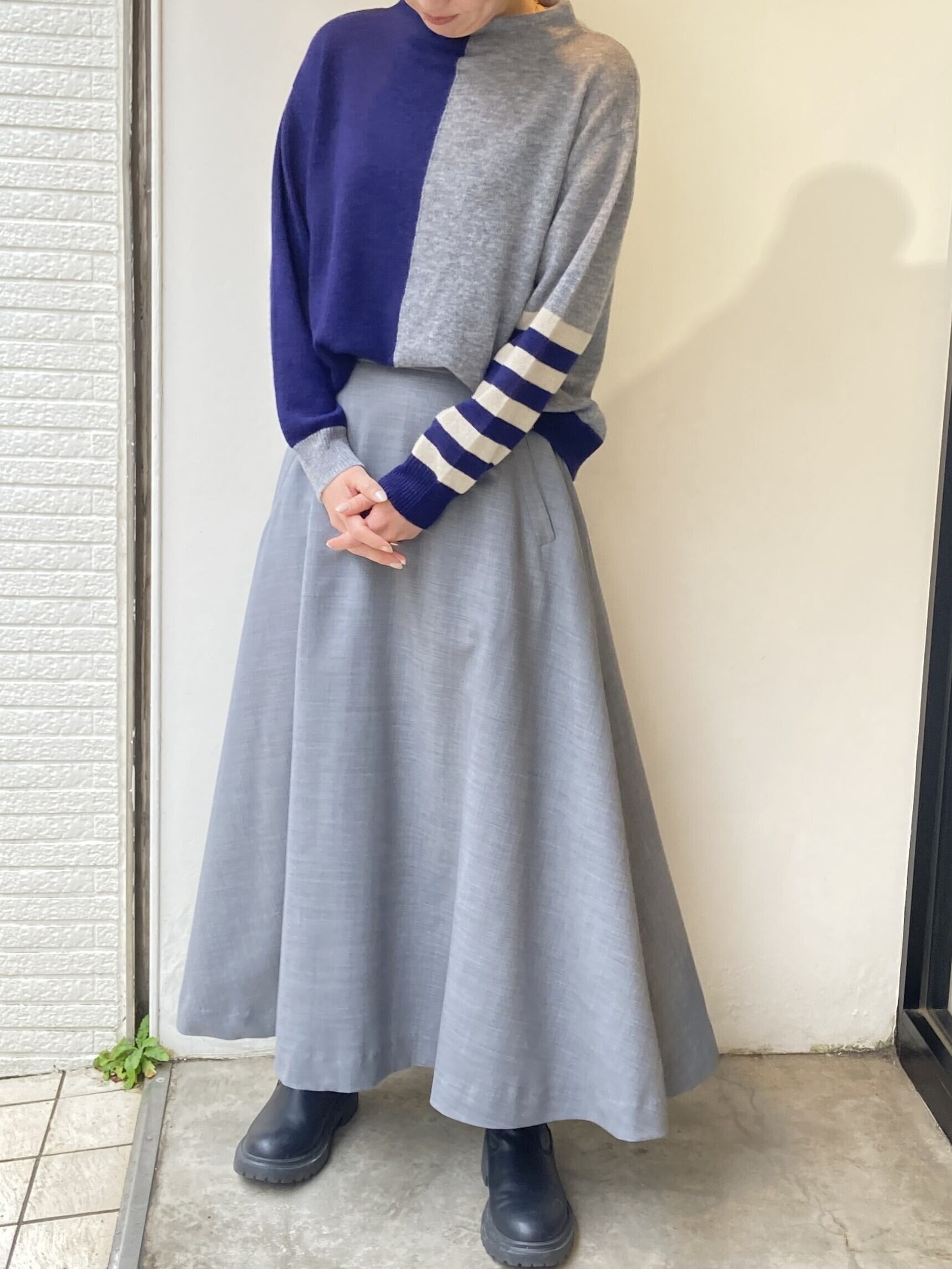 フィロカシミアバイカラーニット(ネイビー)