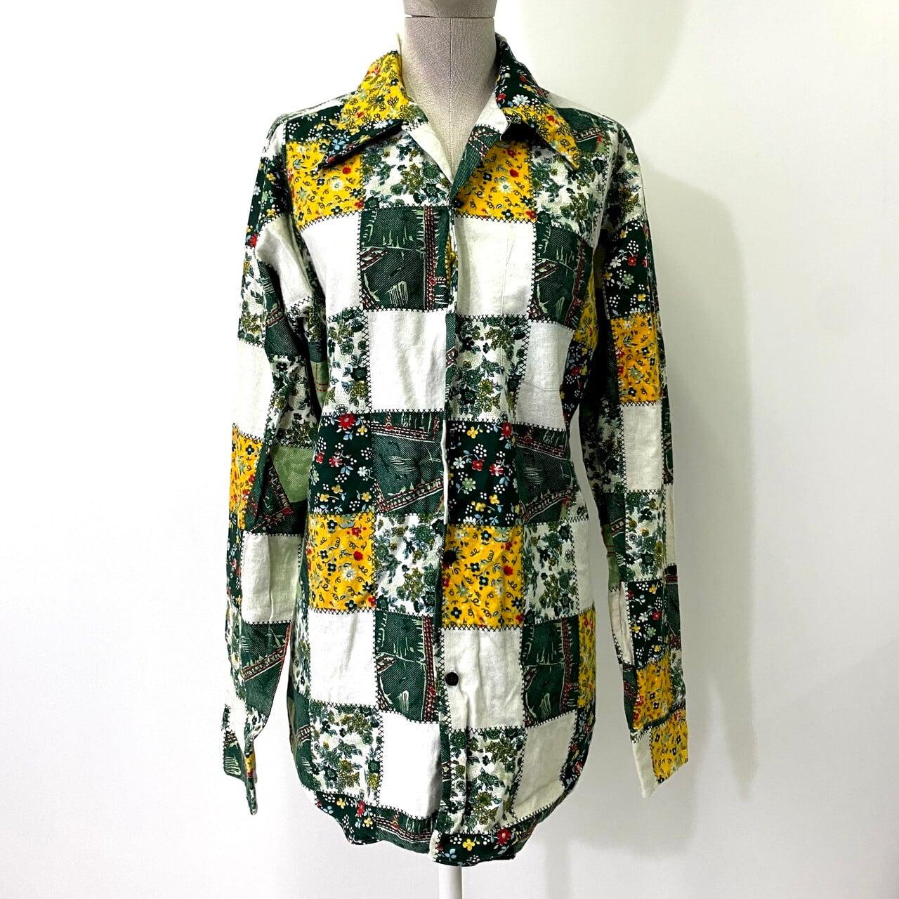 70s USA製 長袖シャツ 総柄シャツ 70年代 花柄 vintage