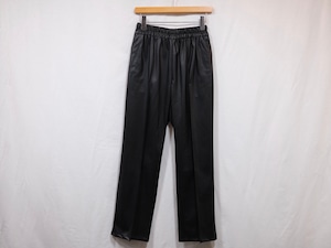semoh” Synthetic Leather Pin Tuck Trouser Black”