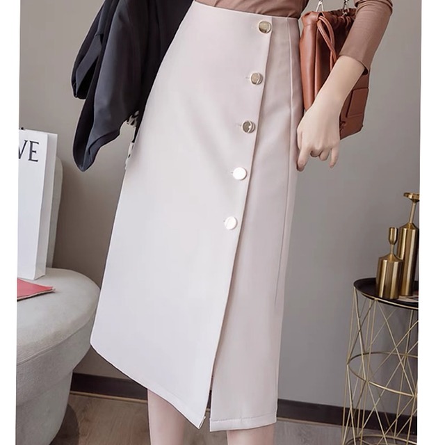 Side button slit skirt【L22SS0119】