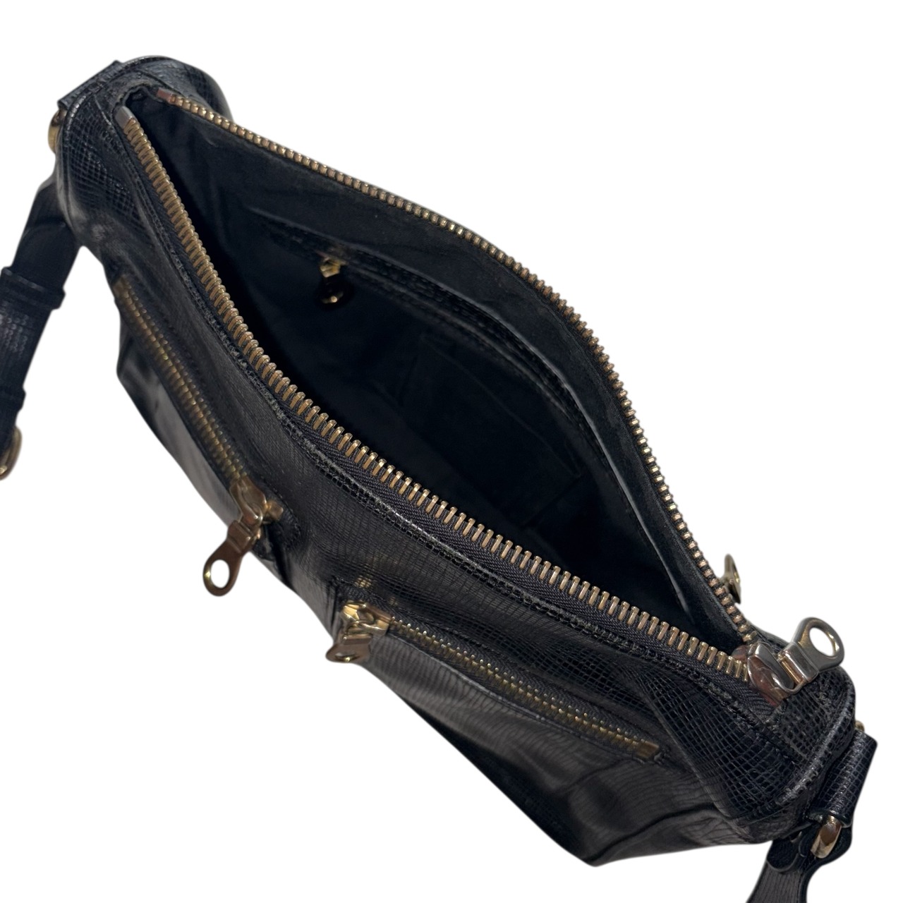 A.P.C. black embossed leather shoulder bag