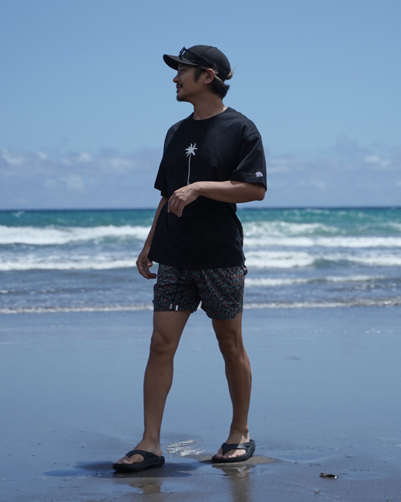 【#Re:room】PALM TREE LOGO PRINT T-SHIRTS［REC855］