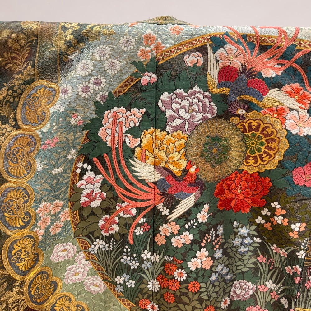 正絹 色打掛 刺繍 打掛 花嫁衣裳 ウエディング 鶴 0 着物 ブライダル