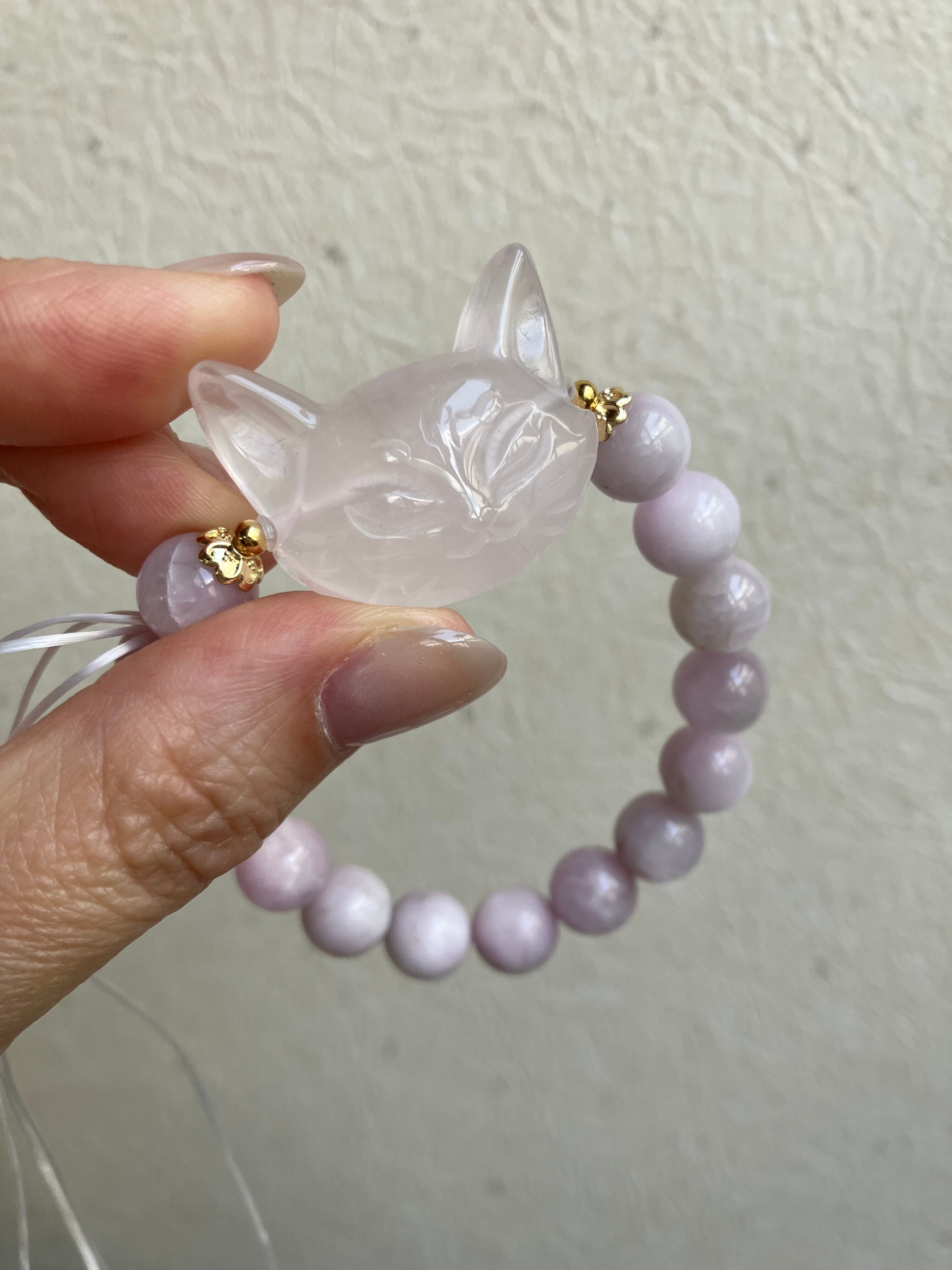 NEW小ぶり猫さん ローズクォーツ デザインブレスレット | 結びの人