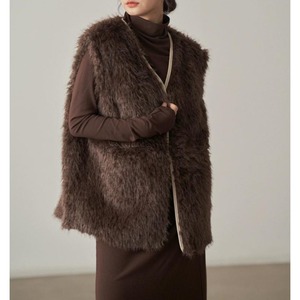 Fur Vest Edging Jacket <2colors>