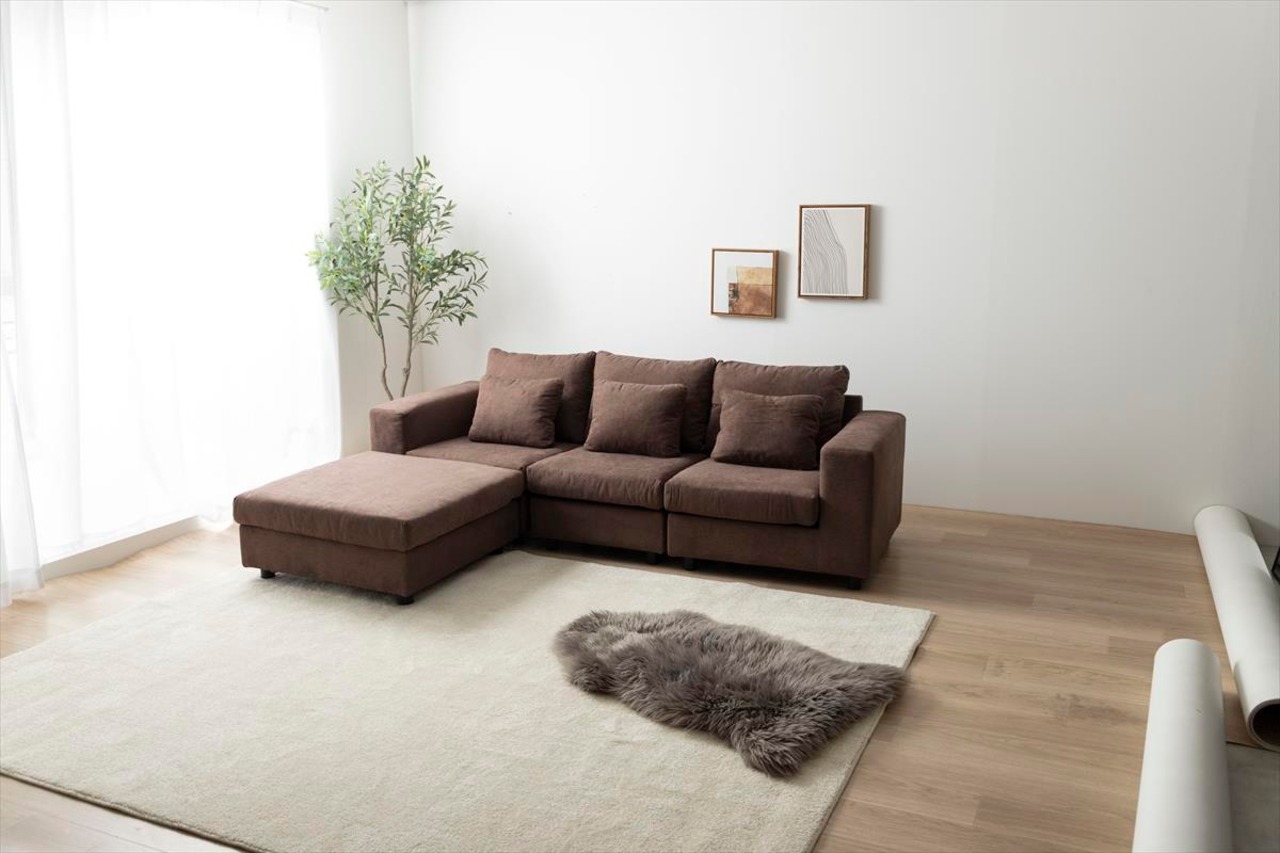 【4点セット】Legeno 3人掛けカウチソファ