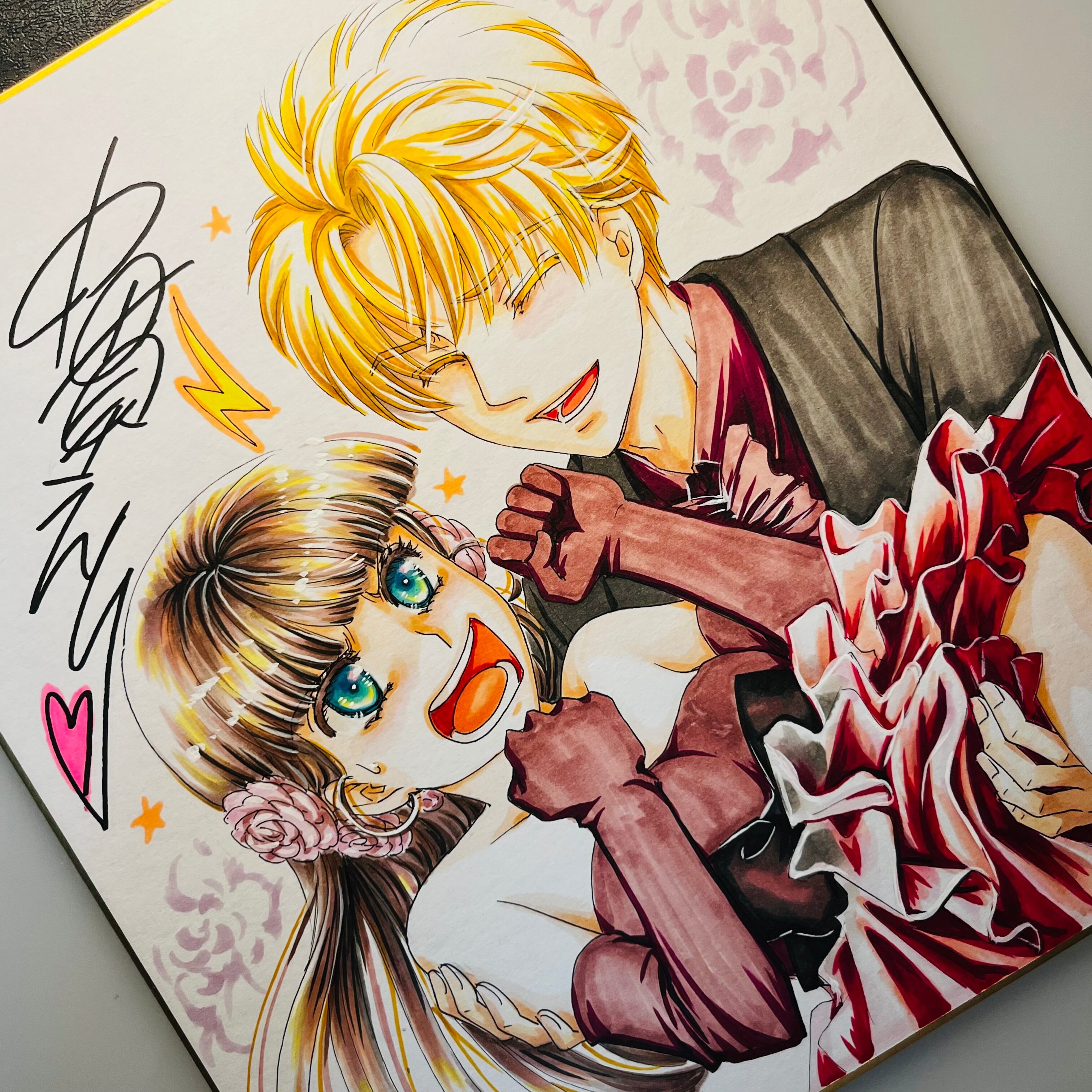 直筆イラスト色紙 麦子と輝（げきおこ） | 中貫えりSHOP
