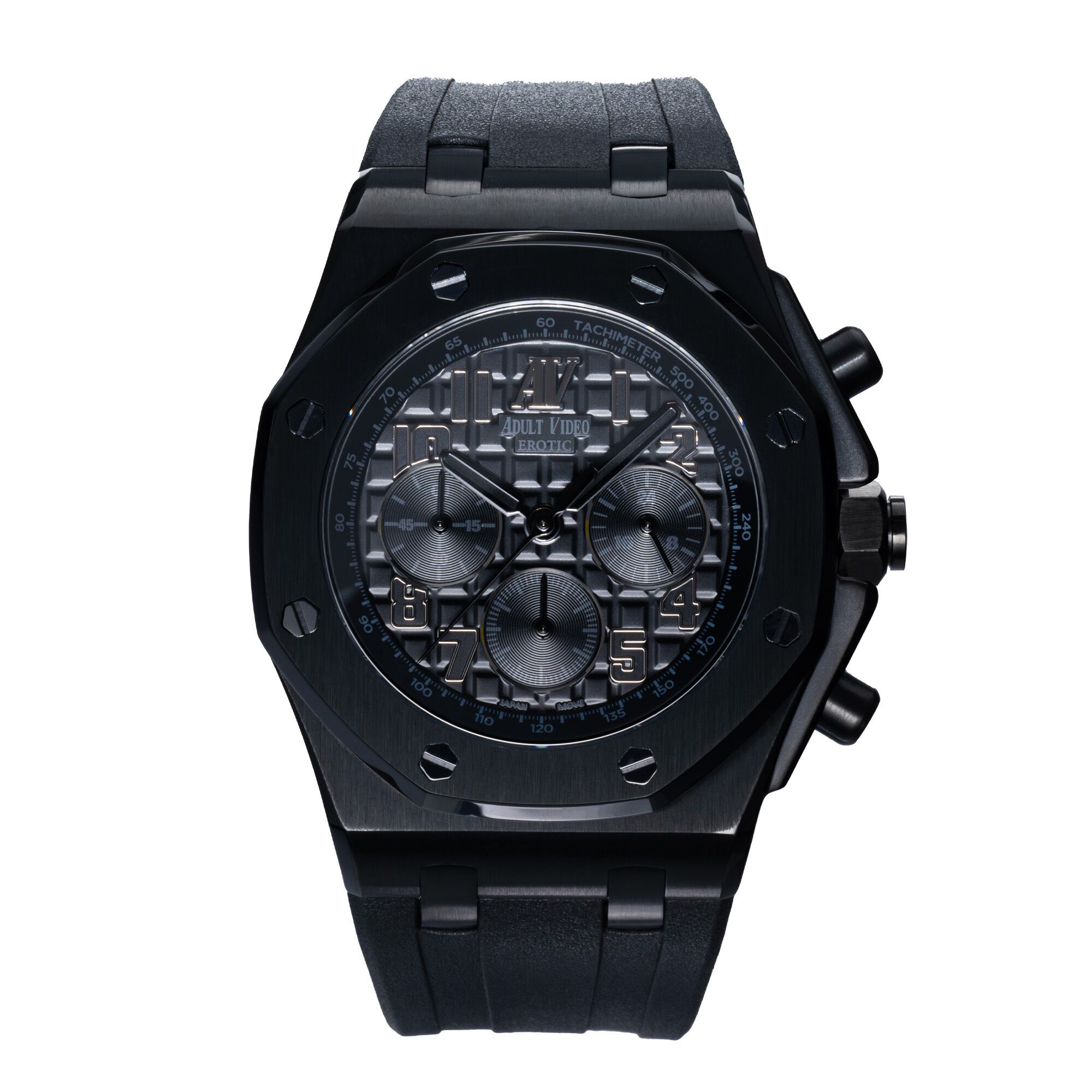 【AV】OCTAGON CHRONOGRAPH WATCH (BLACK) オクタゴン クロノグラフ ウォッチ (ブラック) 日本製ムーブメント 腕時計