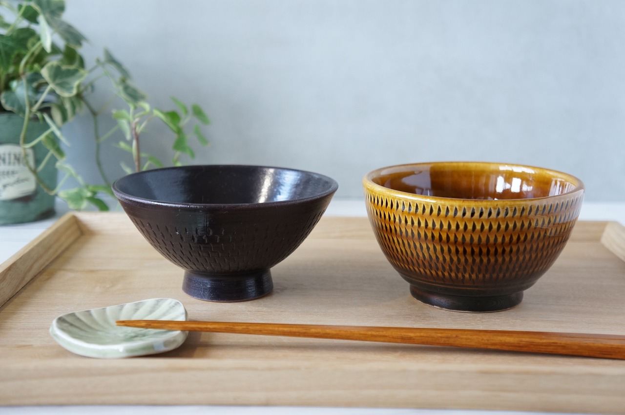 小石原焼 カネハ窯 汁碗 飴釉 ② 【23-344】