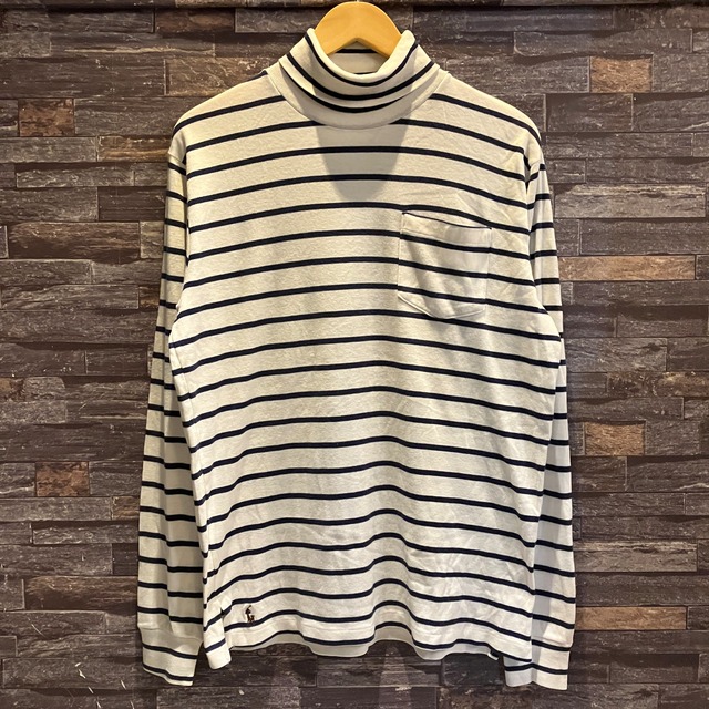 RALPH LAUREN TURTLENECK BORDER CUT SEW BIG POLO 1990'S OLD