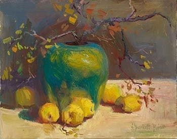 檸檬（レモン） | Green Vase with Lemons | Gallery Enatsu 江夏画廊