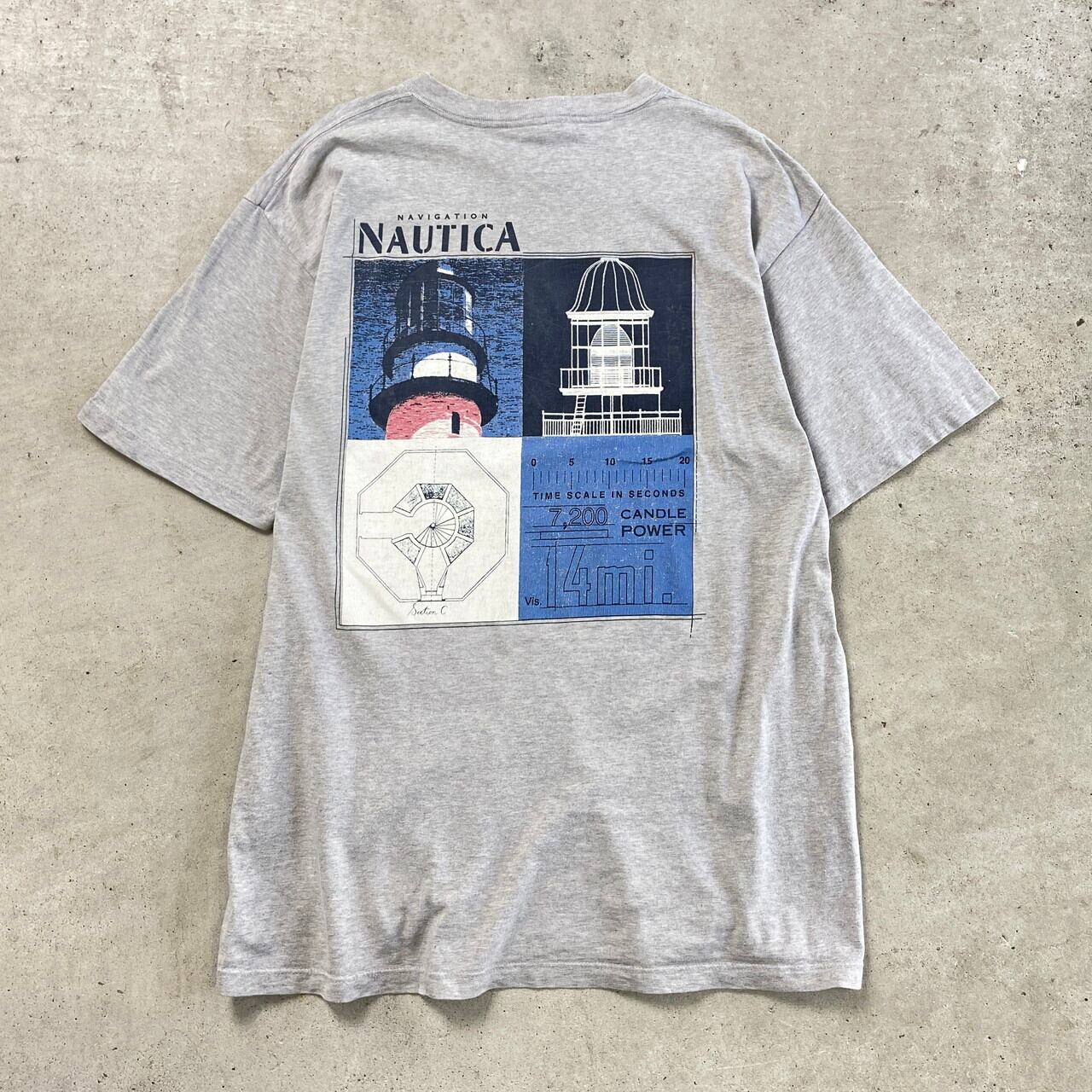 90年代 USA製 NAUTICA ノーティカ デザインプリントTシャツ ポケットT 