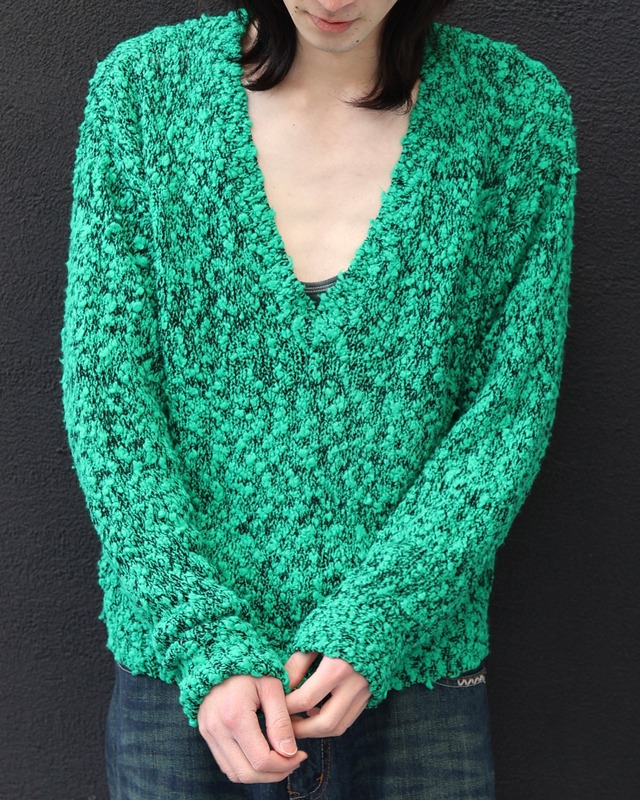 loosevneck mesh knit