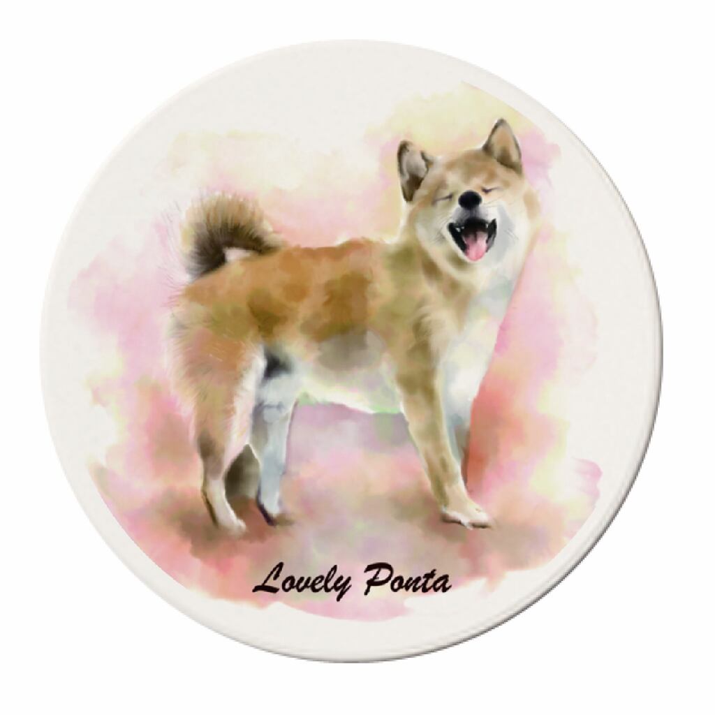 円形白雲石コースター/ニッコリ