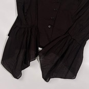 agnes b. アニエスベー フレアスリーブ シアー Vネック 長袖 ブラウス 36/ブラウン系 レディース