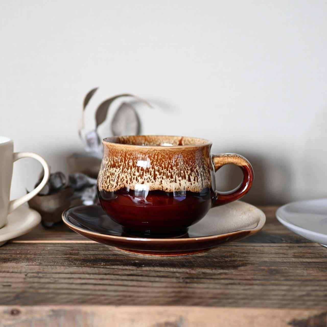 完売 】ANGLE DIPPED CUP&SAUCER カップ＆ソーサー｜マロンブラウン