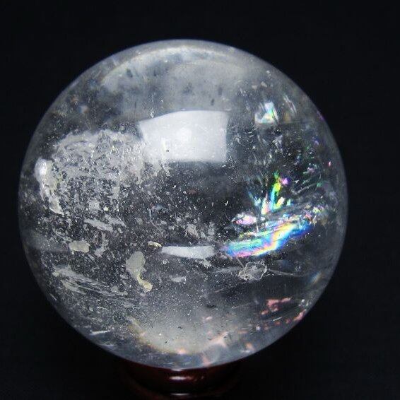 水晶 丸玉 虹入り 54mm スフィア 置物 水晶玉 一点物 151-8783