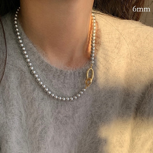 グレー パール ネックレス ◆3type　203574