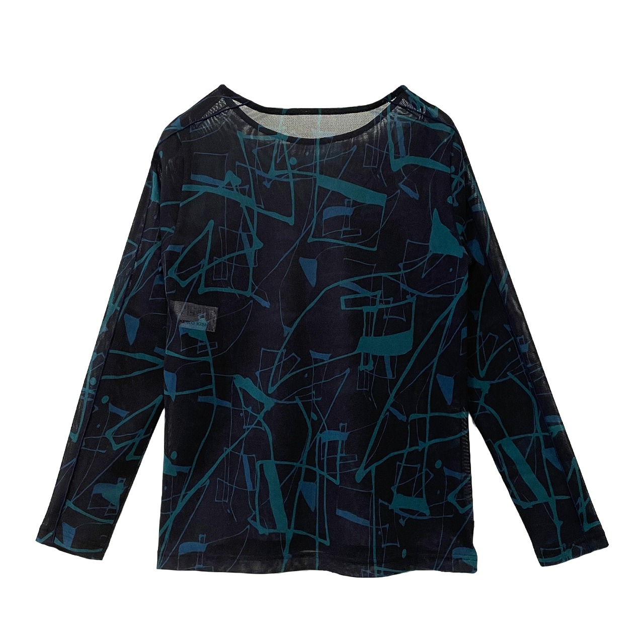 ペインティングプリント　サモーラチュールクルーネックインナー【254-3211】Tulle crew neck printed innerwear